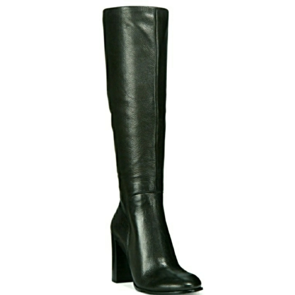🆕Kenneth Cole Black Block-Heel Leather Riding Boots